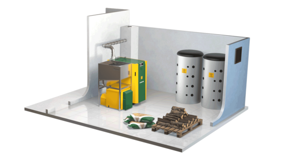 El contenedor de almacenamiento KWB (hasta 300 kg) es idóneo para calefacciones combinadas.